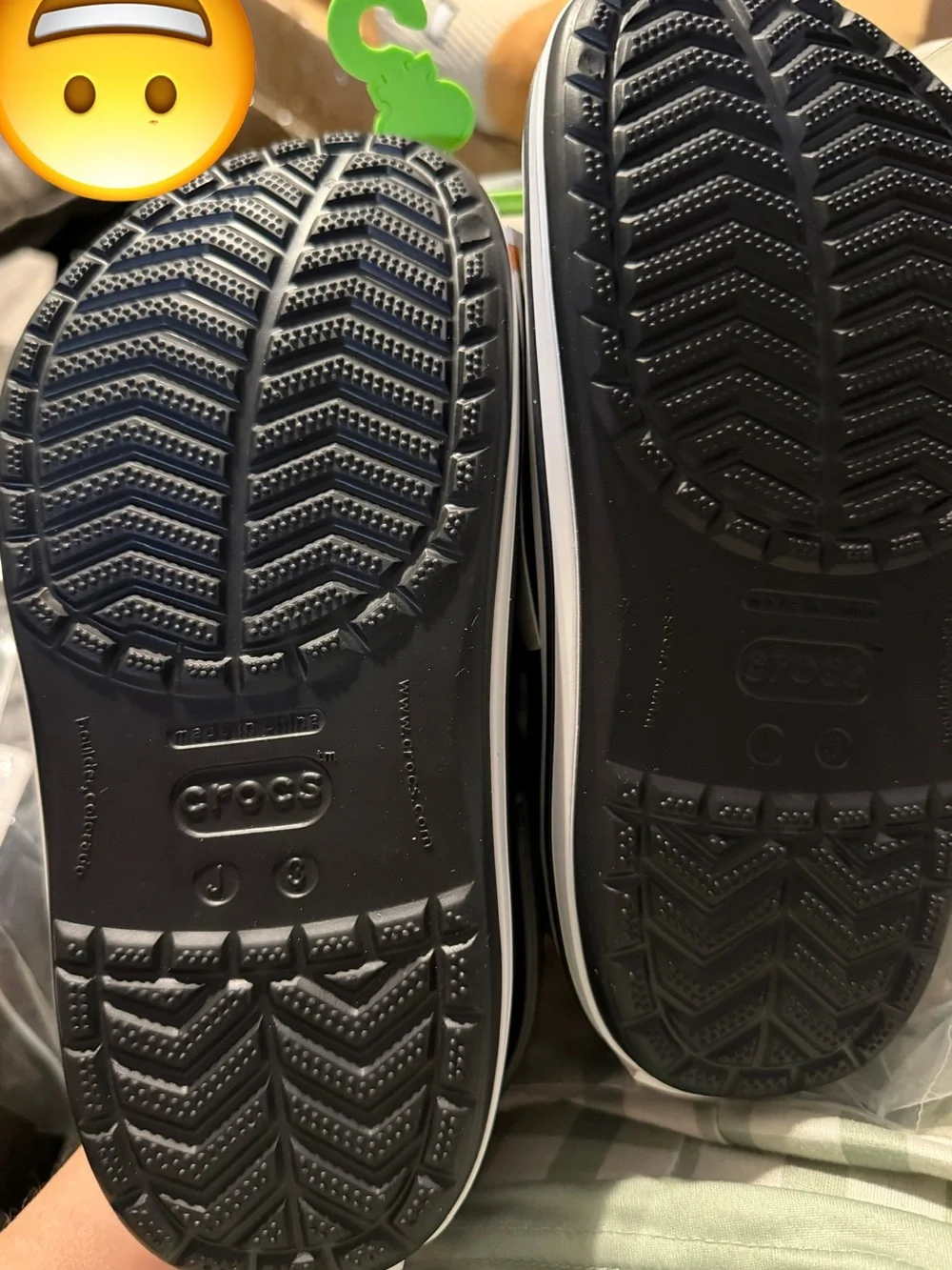 CROCS Kids Black Clog Sandals with White Trim